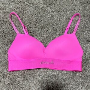 PINK Victoria’s Secret Hot Pink/Silver Wear Everywhere Wireless Push Up Bra 34A